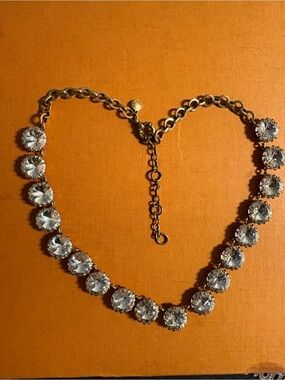J Crew Gold-Tone Clear Crystal Tennis Necklace - Elegant Women Jewelry